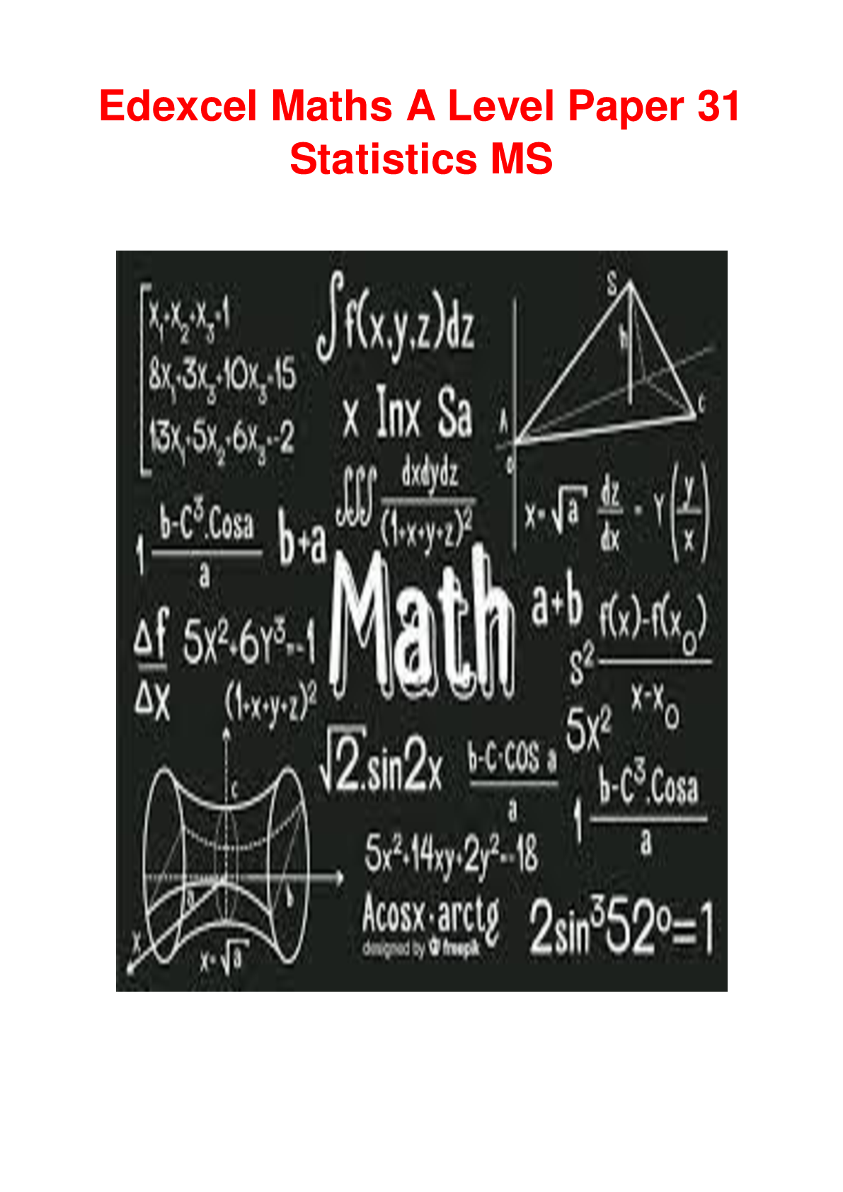 Preview of Edexcel Maths A Level Paper 31 Statistics MS Nov 2021
